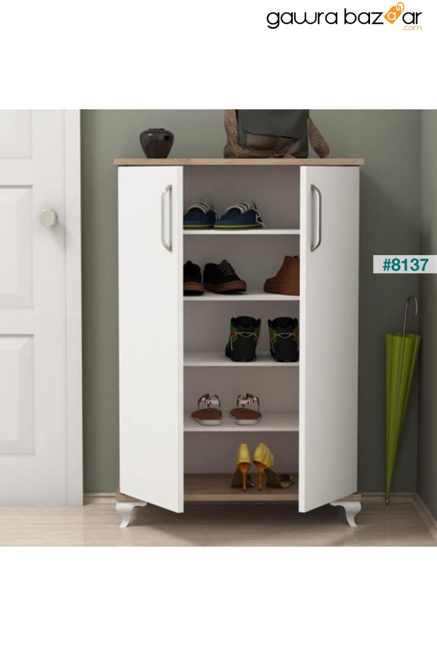 R6030 جوزي - خزانة أحذية بيضاء متعددة الأغراض مع أرفف 100 سم Bimossa 2