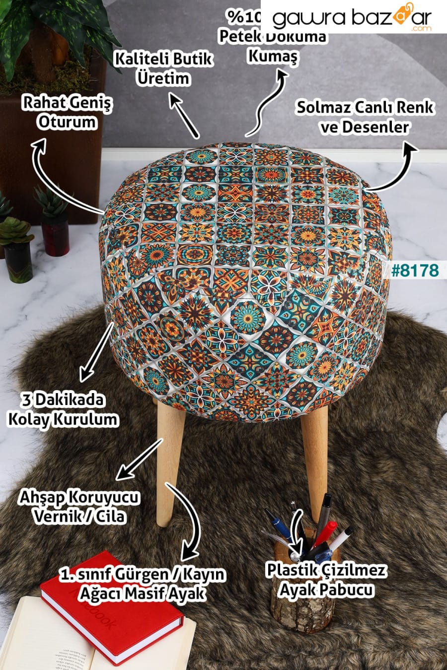 Etna Mangala (4 أرجل) أريكة متعددة الأغراض من خشب الزان بتصميم خاص PufyHome 6