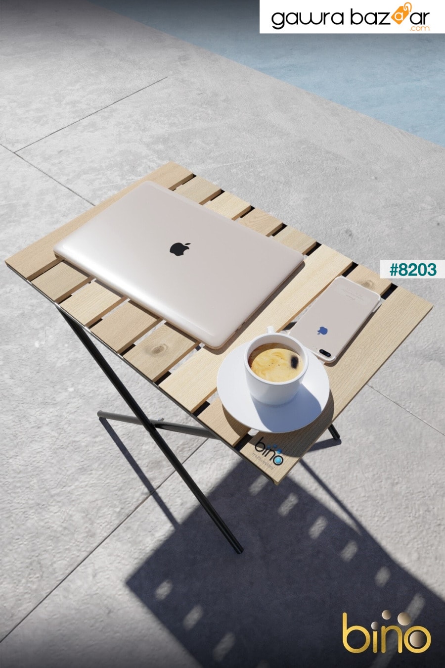 طاولة مطبخ قابلة للطي ارتفاع قابل للتعديل طاولة تخييم خشبية طاولة نزهة طاولة شرفة Bino 5