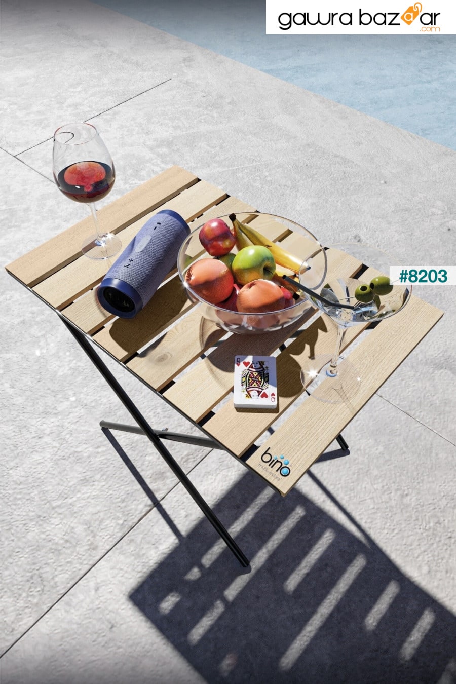 طاولة مطبخ قابلة للطي ارتفاع قابل للتعديل طاولة تخييم خشبية طاولة نزهة طاولة شرفة Bino 0
