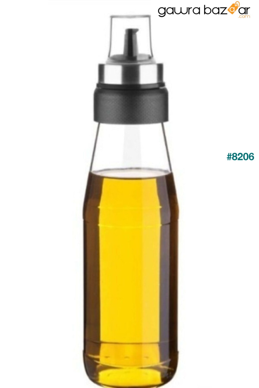 زجاجة زيت زجاجية كبيرة الحجم مكونة من 4 قطع مع غطاء مقاوم للتنقيط - 750 مل Bayev 1