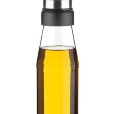 زجاجة زيت زجاجية كبيرة الحجم مكونة من 4 قطع مع غطاء مقاوم للتنقيط - 750 مل