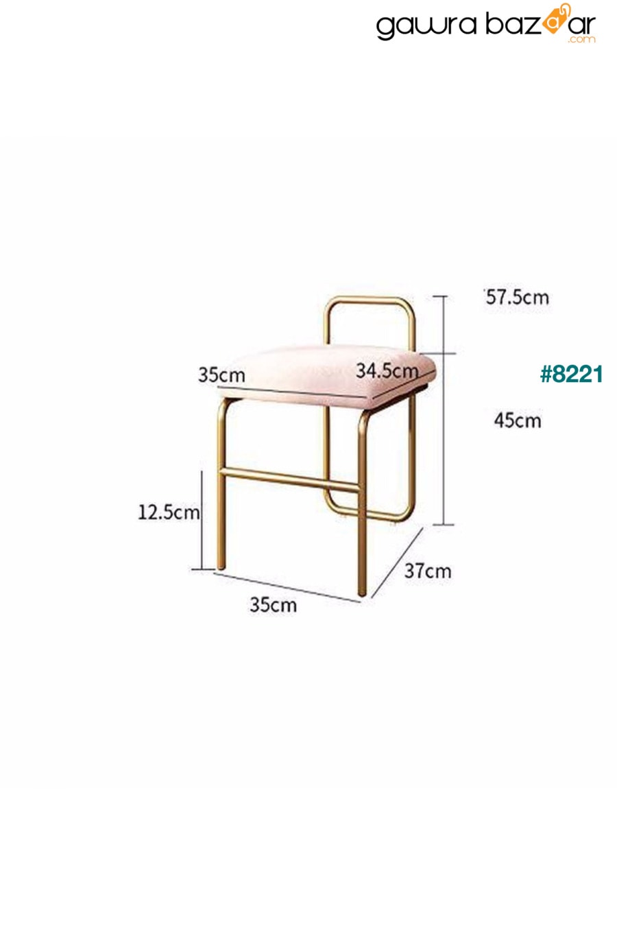كرسي مكياج بأرجل معدنية ذهبية اللون من Rens - كرسي مكياج للممرات العتيقة متعدد الأغراض Rns984 OkkoRed 4