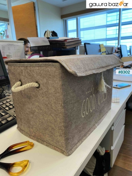 صندوق صغير بغطاء لباد صندوق تخزين قابل للطي سلة صندوقية متعددة الأغراض مطبوعة بغطاء 35*23*23