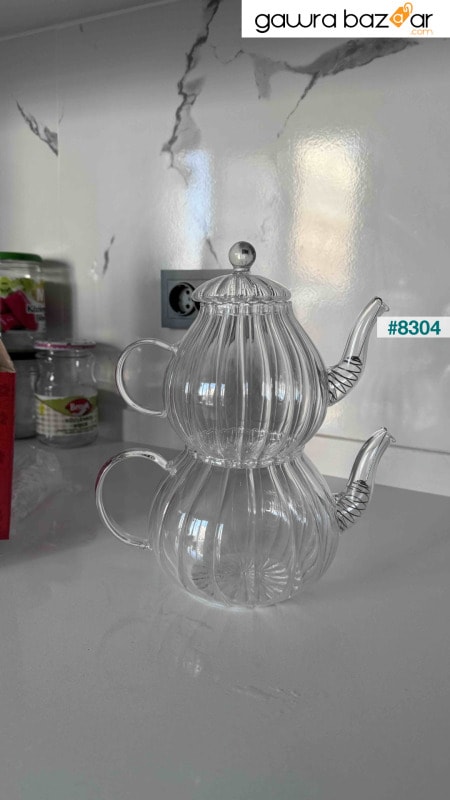 مجموعة إبريق الشاي الزجاجي المقاوم للحرارة من ناندو