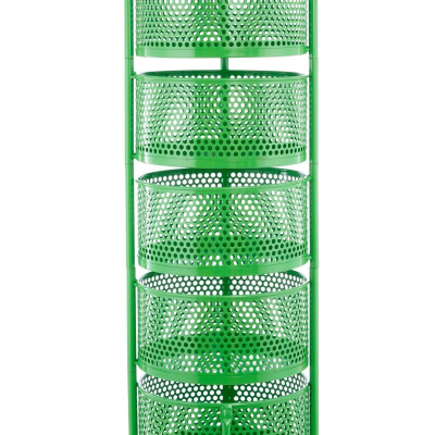 وعاء الخضار والفواكه المعدني المكون من 5 طبقات يفتح على الجانب بنمط دائري أخضر مناسب للاستخدام في الهواء الطلق
