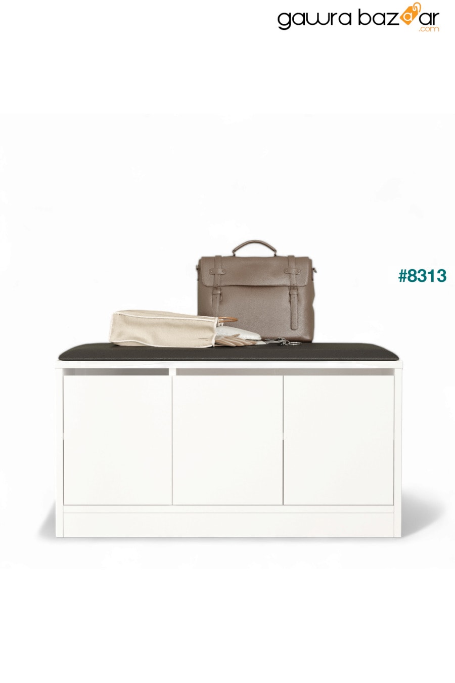 رف أحذية ليندا 90 سم مع مقعد و3 أبواب وخزانة لون أبيض LN2-W L'occi Concept 4