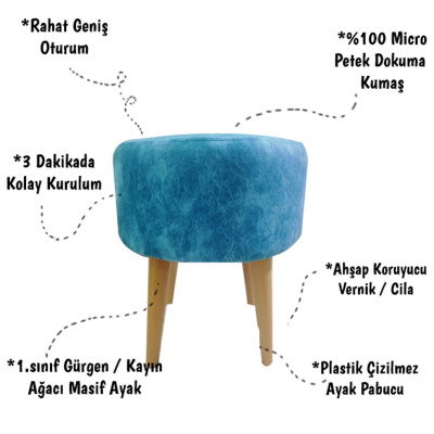 أريكة Etna Fix (4 أرجل) مريحة ومتعددة الأغراض مع أرجل من شعاع البوق الطبيعي باللون الأزرق
