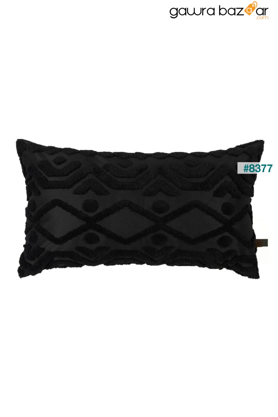 غطاء وسادة مستطيل الشكل بتصميم بوهيمي خاص بنمط مثقوب باللون الأسود Letta HAMUR 2