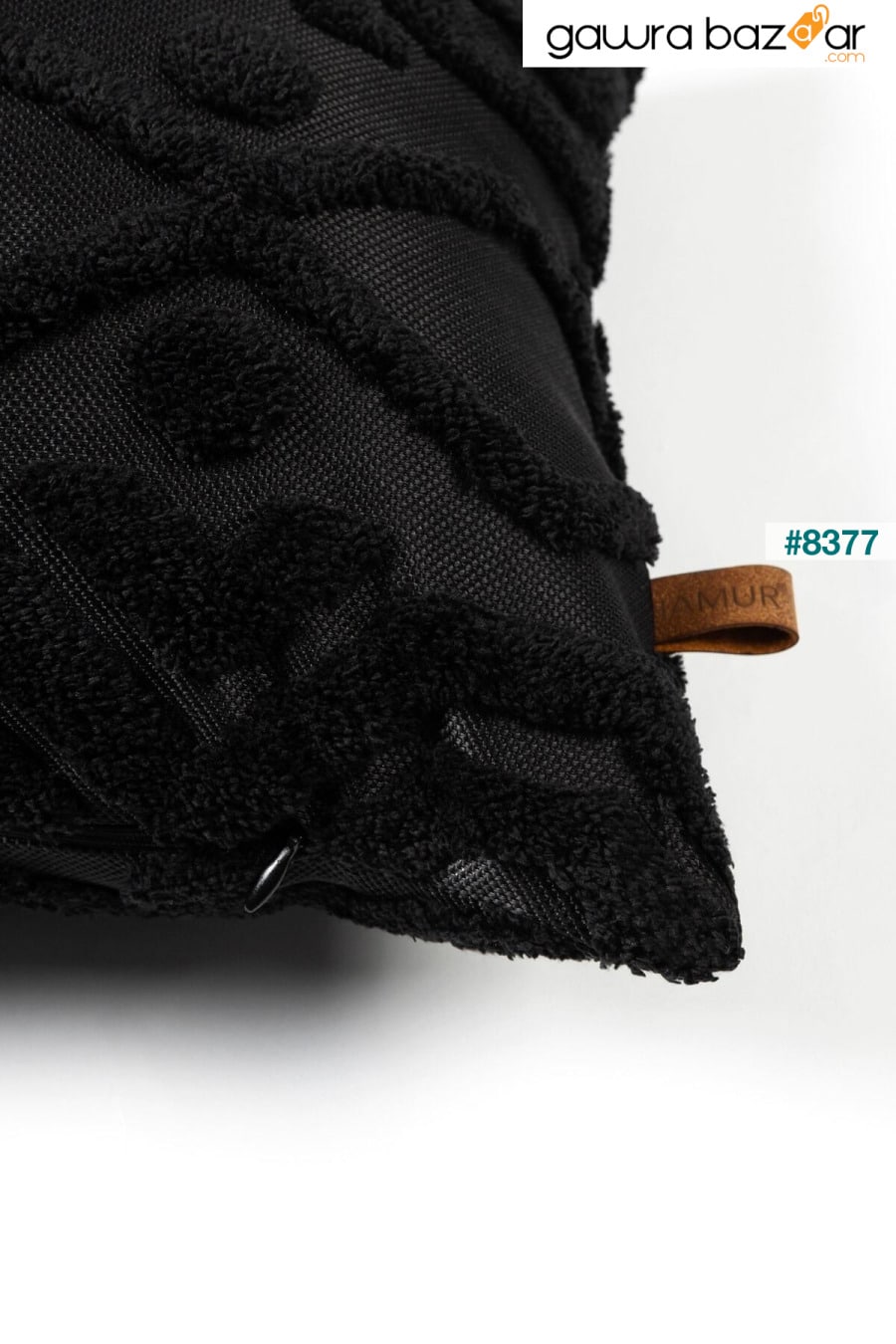 غطاء وسادة مستطيل الشكل بتصميم بوهيمي خاص بنمط مثقوب باللون الأسود Letta HAMUR 3