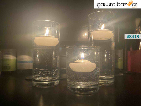 مجموعة حامل الشموع الأسطوانية مكونة من 3 - 3 شموع عائمة