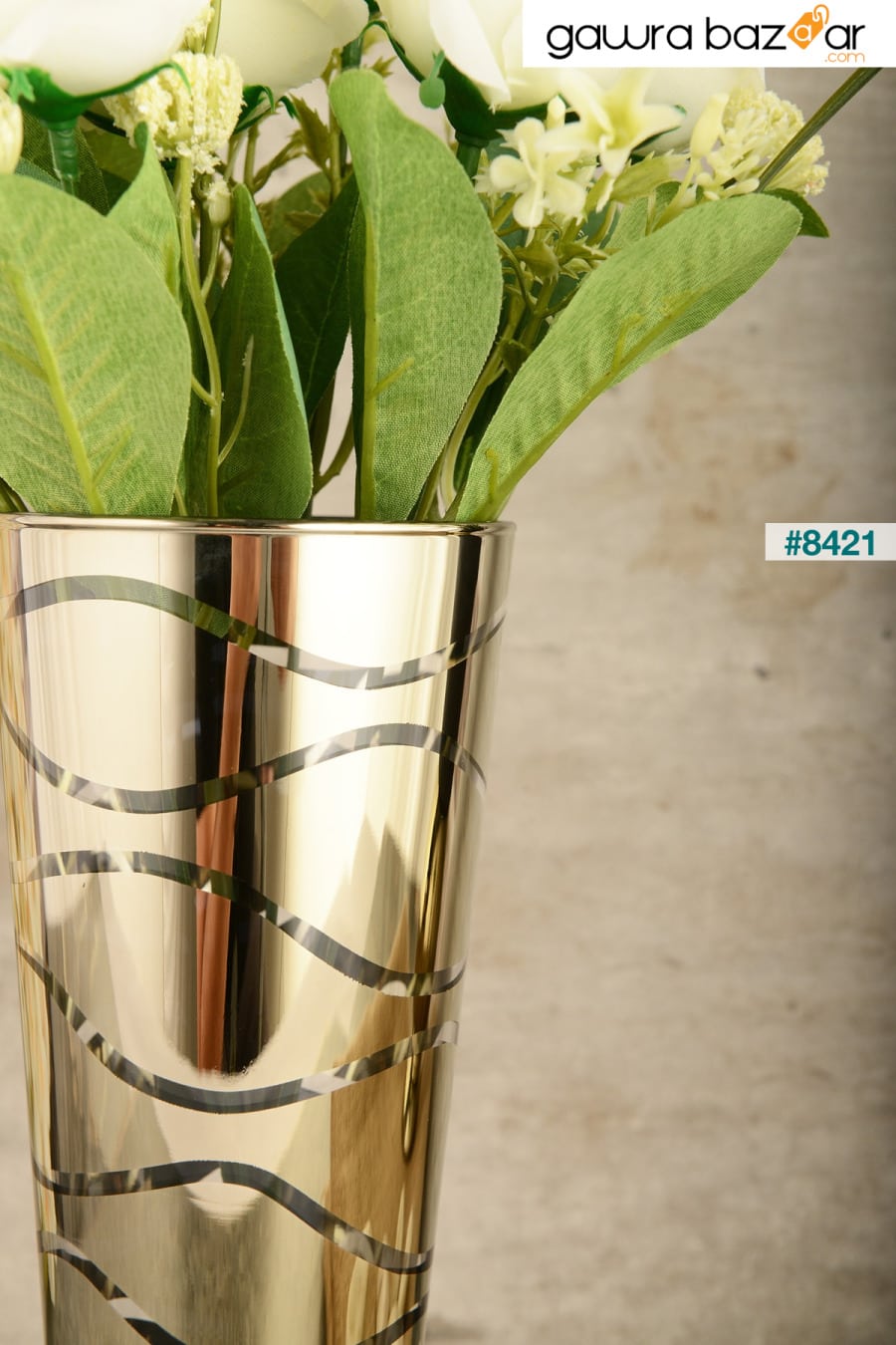 نيسالوس هوم-مزهرية زجاجية مطلية بالذهب ANGDESİGN 2