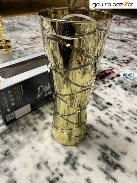 نيسالوس هوم-مزهرية زجاجية مطلية بالذهب
