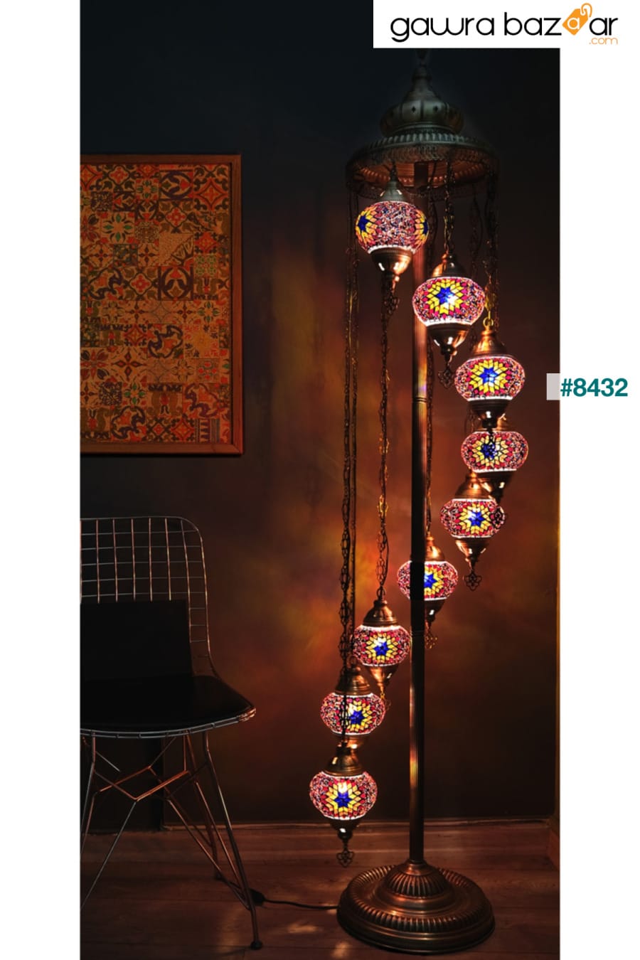 مصباح أرضي أصلي، أضواء تركية ملونة، إضاءات ديكور المنزل، مصباح فسيفساء تركي Asylove 4