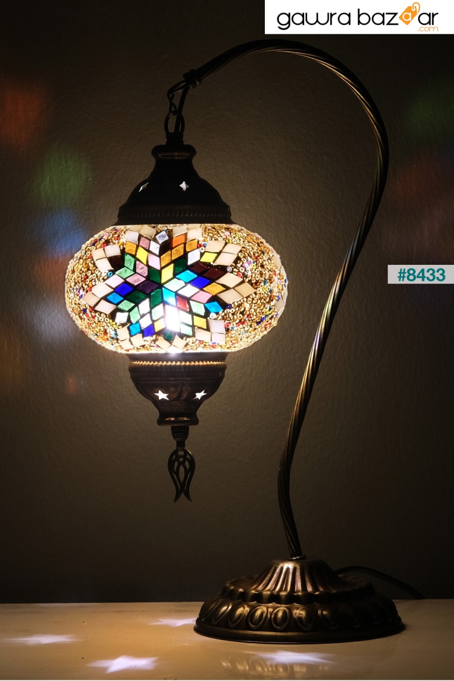 مصباح فسيفساء عتيق أصيل، وإضاءات تركية قديمة، ومصباح زجاجي ملون، وفن زجاجي Asylove 2