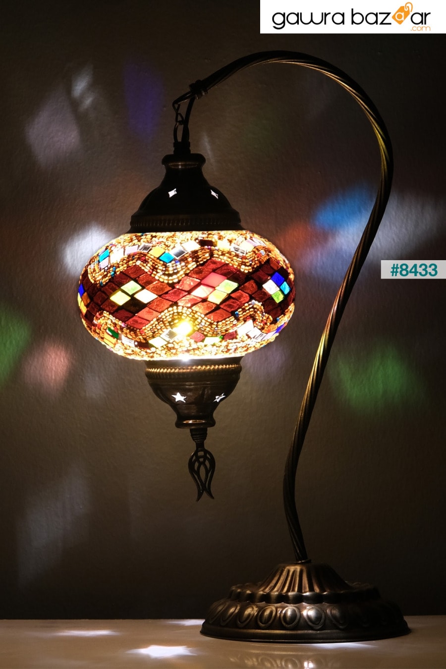 مصباح فسيفساء عتيق أصيل، وإضاءات تركية قديمة، ومصباح زجاجي ملون، وفن زجاجي Asylove 1