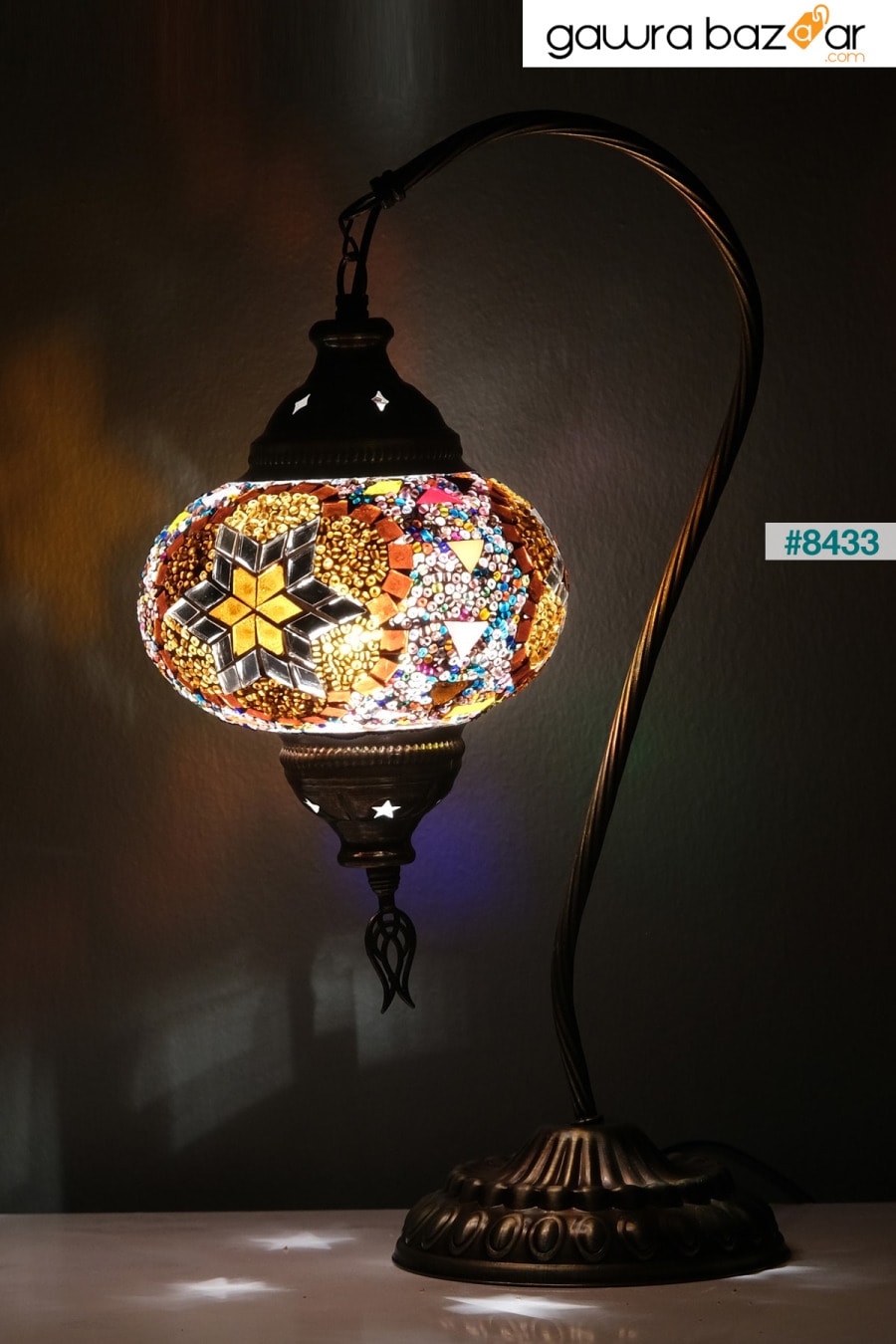 مصباح فسيفساء عتيق أصيل، وإضاءات تركية قديمة، ومصباح زجاجي ملون، وفن زجاجي Asylove 3