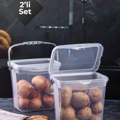 حاوية تخزين البطاطس والبصل حجم كبير 2 لتر مع مقبض شفاف 7 لتر