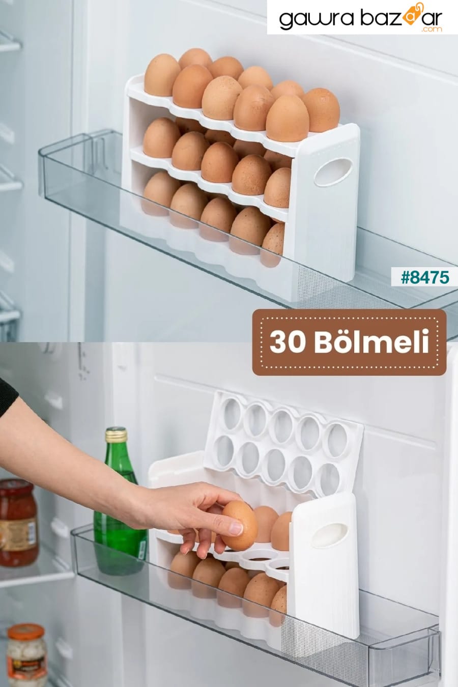 حامل بيض مكون من 30 حجرة - حاوية تخزين لرف البيض مكونة من 3 طبقات باللون الأبيض Stile Cucina 0