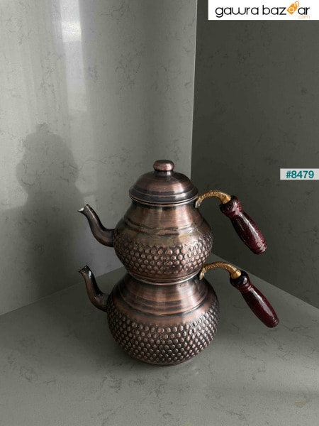 إبريق الشاي المصنوع من القش النحاسي العتيق 4