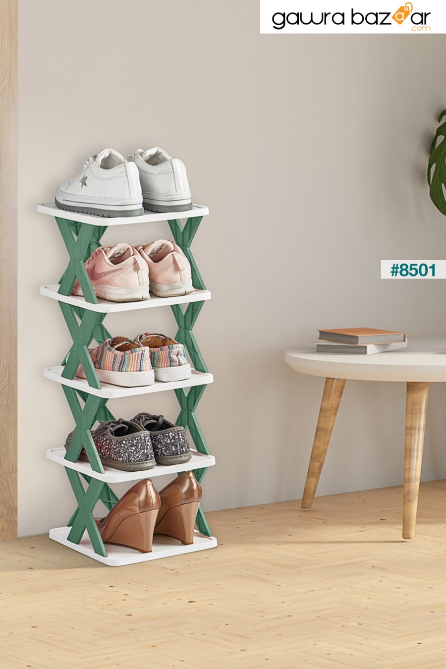 321 رف بلاستيكي متعدد الأغراض مكون من 5 طبقات منظم رف أحذية المطبخ والحمام Porsima 0