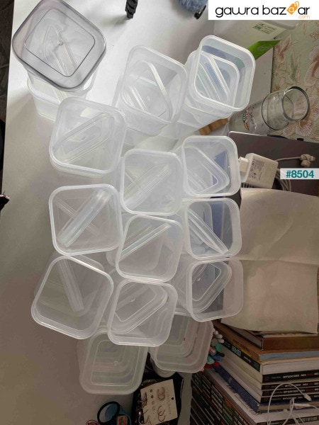 433-6 مجموعة حاويات تخزين التوابل المكونة من 36 قطعة مربعة من المواد الغذائية 12x(0.60+1.30+1.90) لتر شفاف