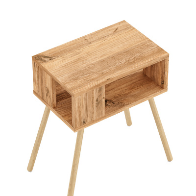 منضدة خشبية بأرجل خشبية مع أرفف زخرفية - صنوبر أطلنطي