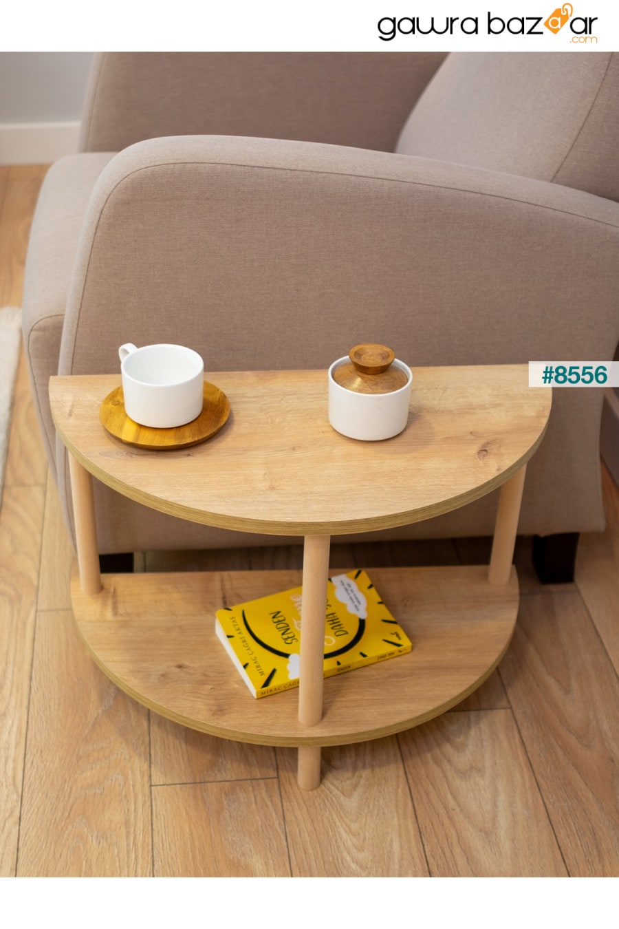 طاولة جانبية نصف دائرية - غرفة المعيشة - طاولة قهوة متداخلة - بلوط ياقوتي PEKA 4