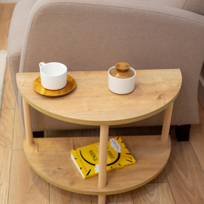 طاولة جانبية نصف دائرية - غرفة المعيشة - طاولة قهوة متداخلة - بلوط ياقوتي