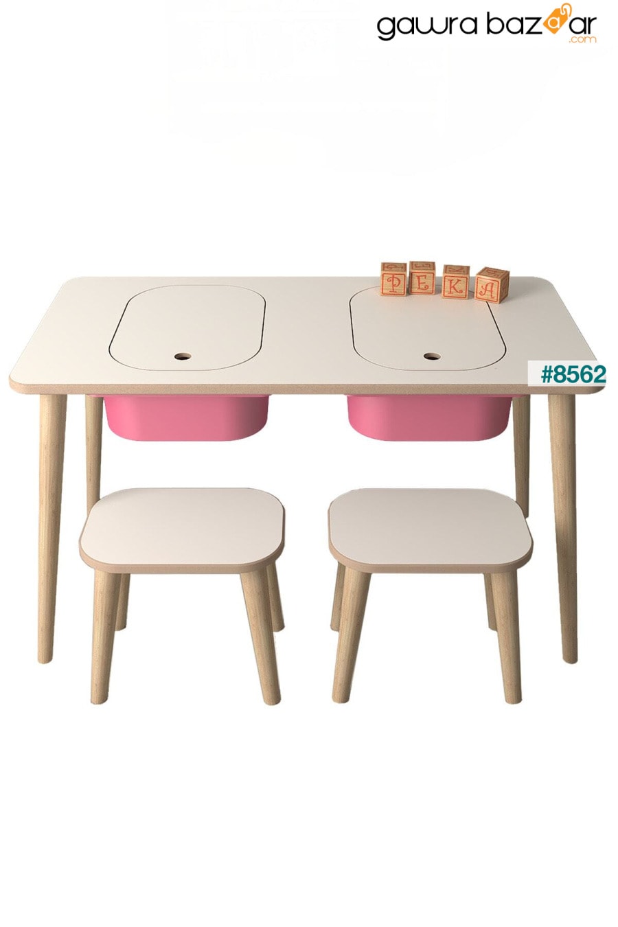طاولة لعب وأنشطة للأطفال - 2 مقعد - مع سلة وردية PEKA 3