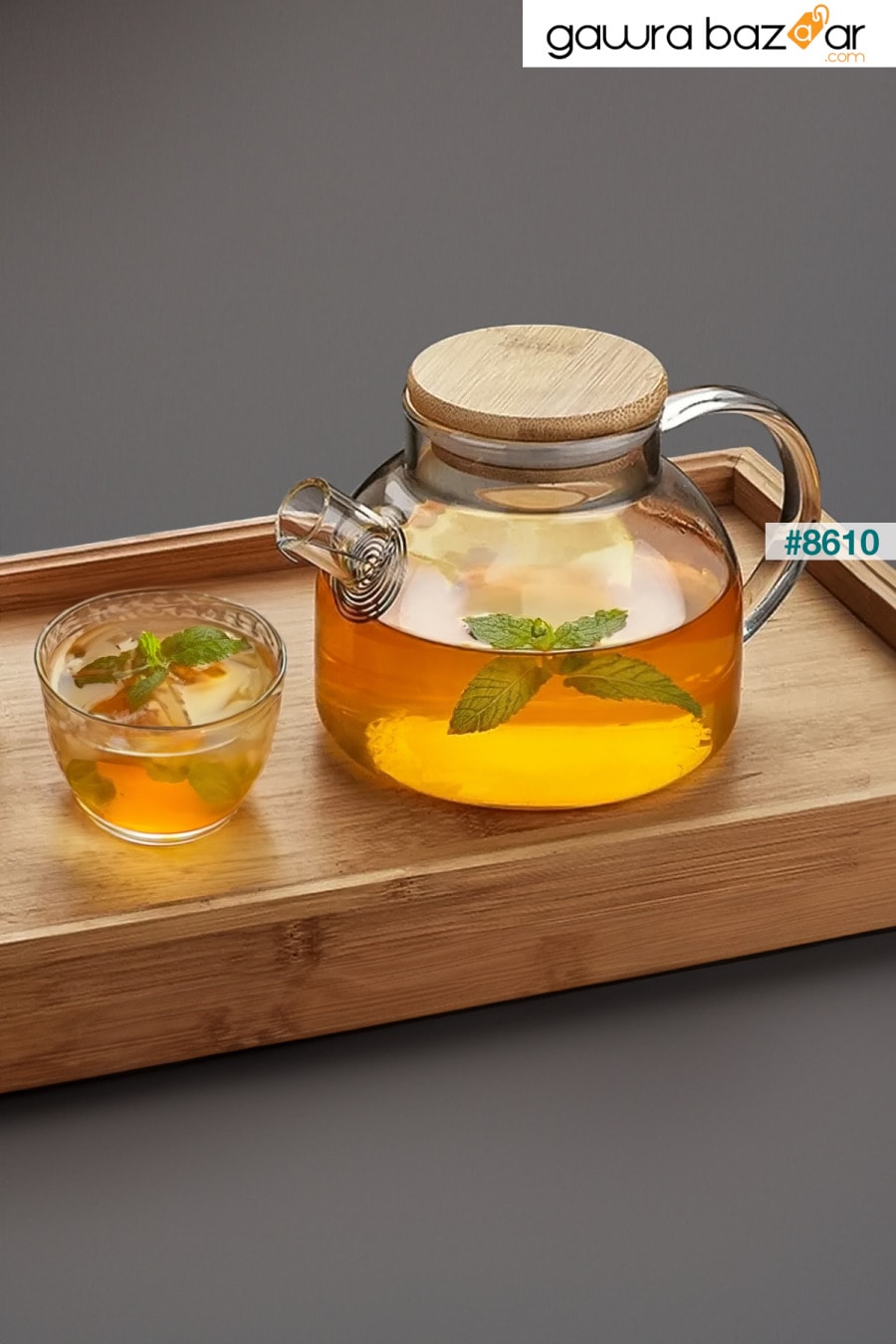 إبريق شاي أعشاب البورسليكات المقاوم للحرارة 1000 مل مع غطاء من الخيزران 1 لتر Kitchen Life 3