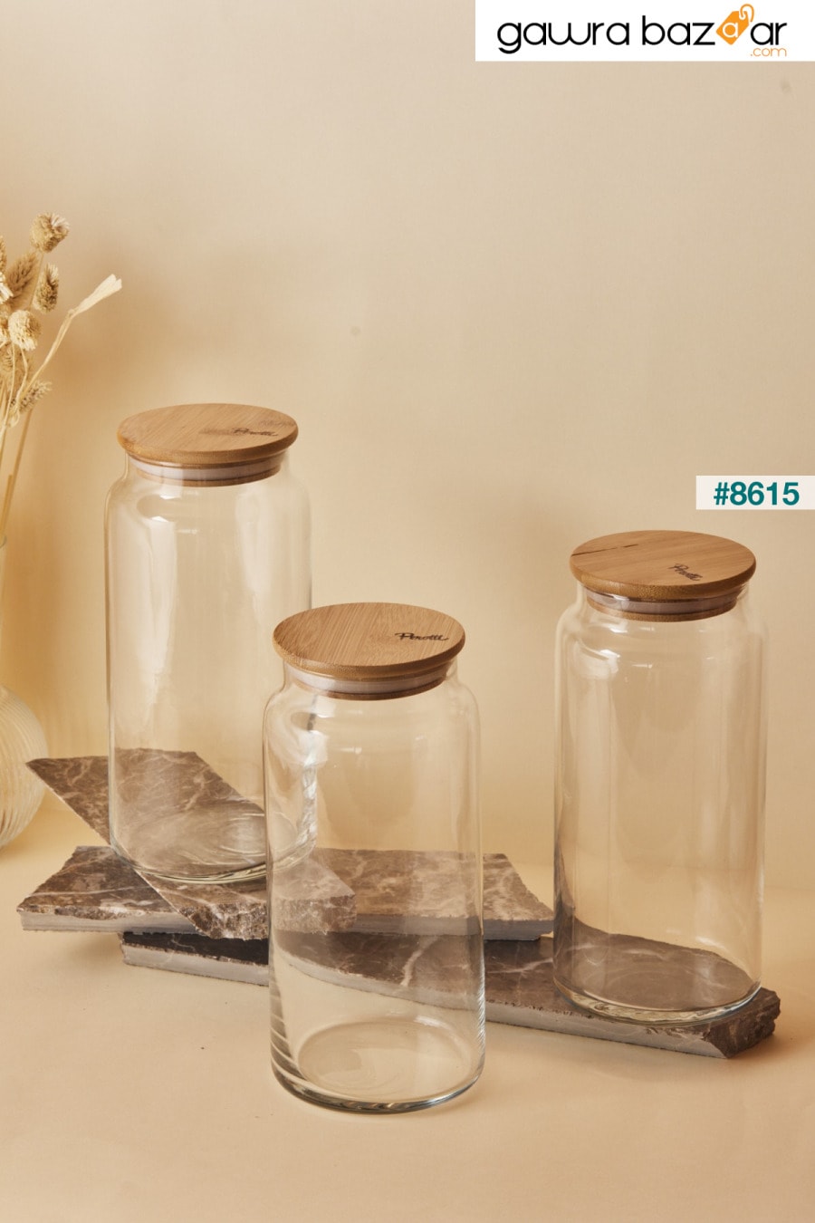 جرة زجاجية مع غطاء مفرغ 1300 مل، مجموعة من 3 قطع Perotti 2