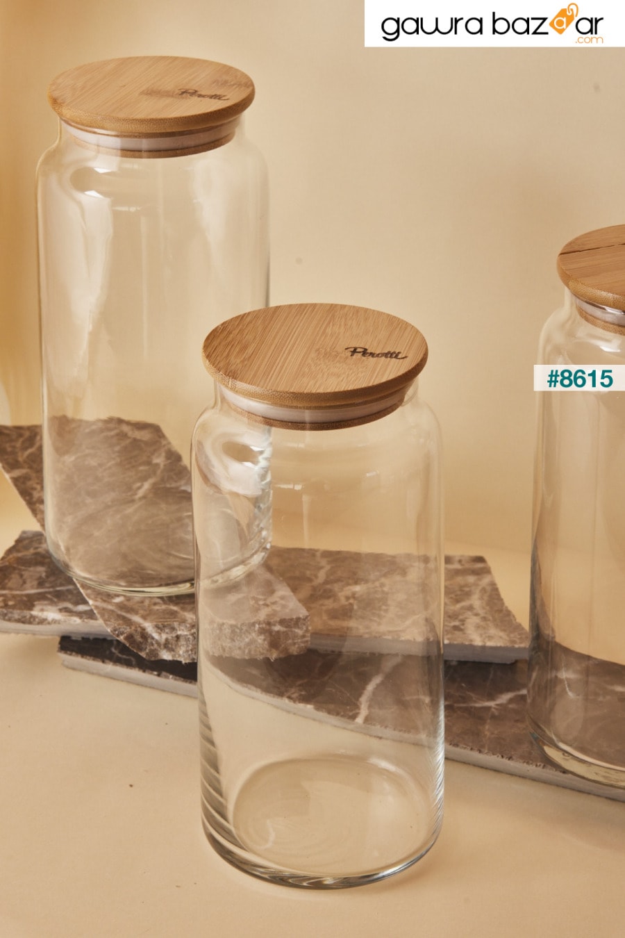 جرة زجاجية مع غطاء مفرغ 1300 مل، مجموعة من 3 قطع Perotti 1