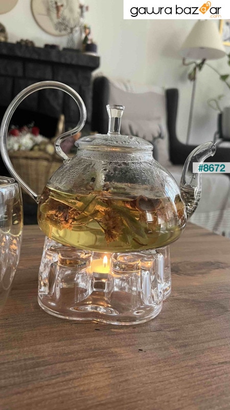 مصفاة شاي أعشاب من زجاج بوروسيليكات مع سخان سعة 1000 مل