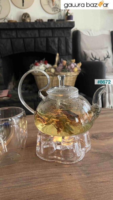 مصفاة شاي أعشاب من زجاج بوروسيليكات مع سخان سعة 1000 مل