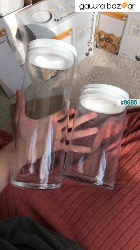 برطمان زجاجي مفرغ من بريكفاست كلوب - حاوية تخزين طعام زجاجية 12 لتر مقاسين (أبيض)
