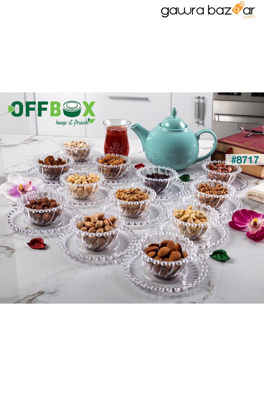 24 قطعة من وعاء الوجبات الخفيفة من الخرز ووعاء السكر ووعاء الصلصة ومجموعة تقديم الإفطار لـ 12 شخصًا OFFBOX 4
