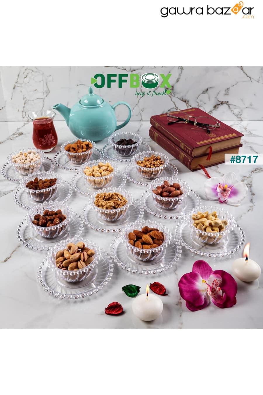 24 قطعة من وعاء الوجبات الخفيفة من الخرز ووعاء السكر ووعاء الصلصة ومجموعة تقديم الإفطار لـ 12 شخصًا OFFBOX 6