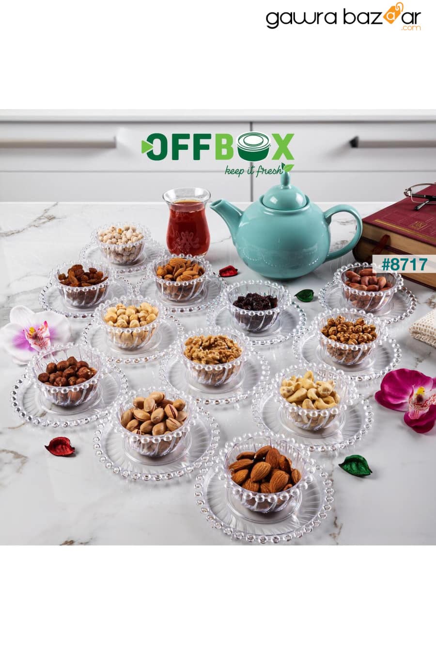 24 قطعة من وعاء الوجبات الخفيفة من الخرز ووعاء السكر ووعاء الصلصة ومجموعة تقديم الإفطار لـ 12 شخصًا OFFBOX 5