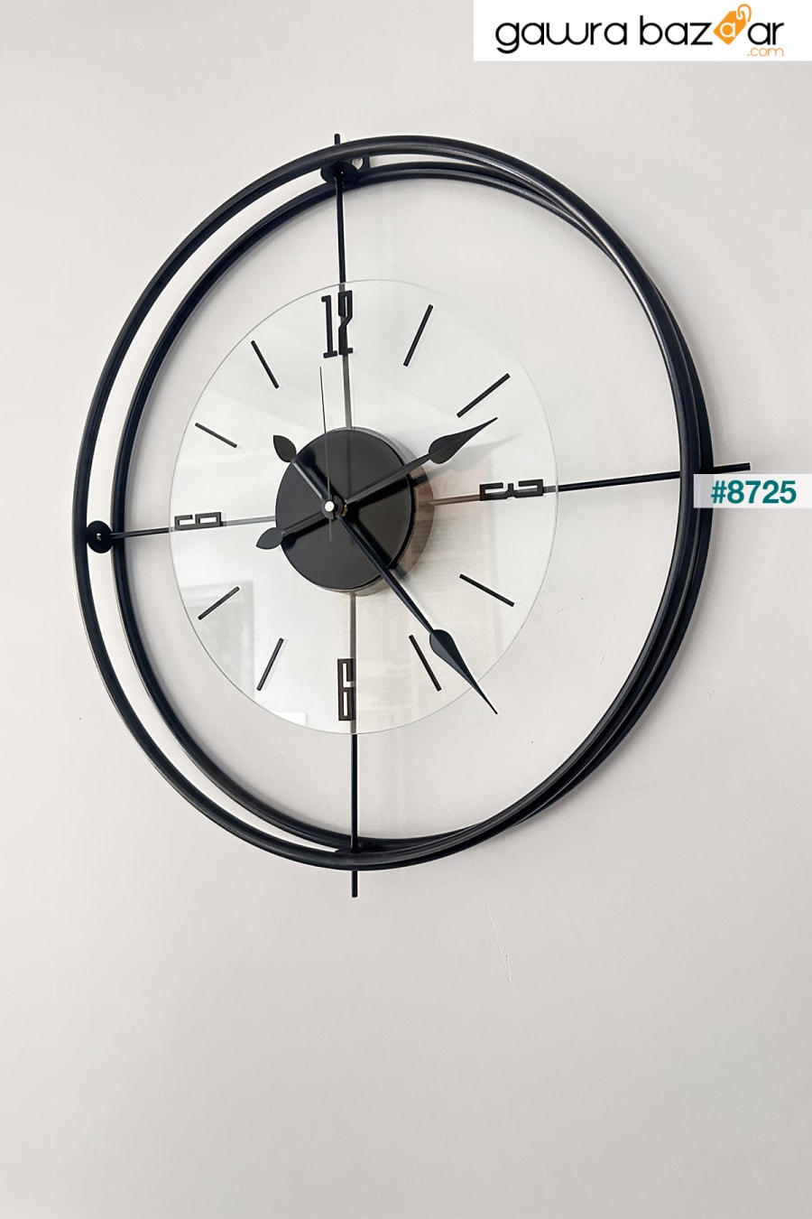 ساعة حائط حديثة من الزجاج الشفاف الأسود الفاخر إسكندنافي مقاس 60 سم AGA KONSEPT 3
