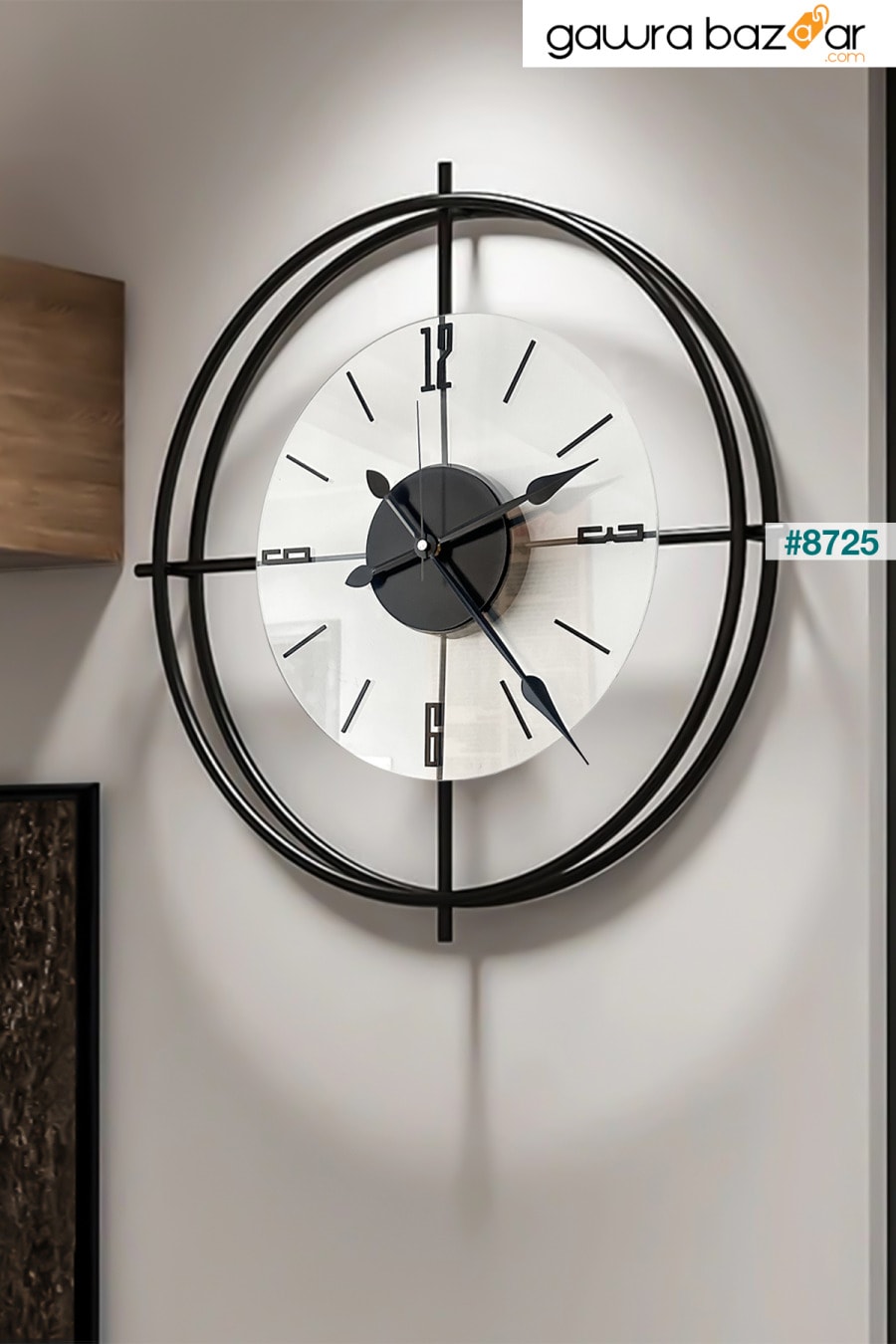 ساعة حائط حديثة من الزجاج الشفاف الأسود الفاخر إسكندنافي مقاس 60 سم AGA KONSEPT 2