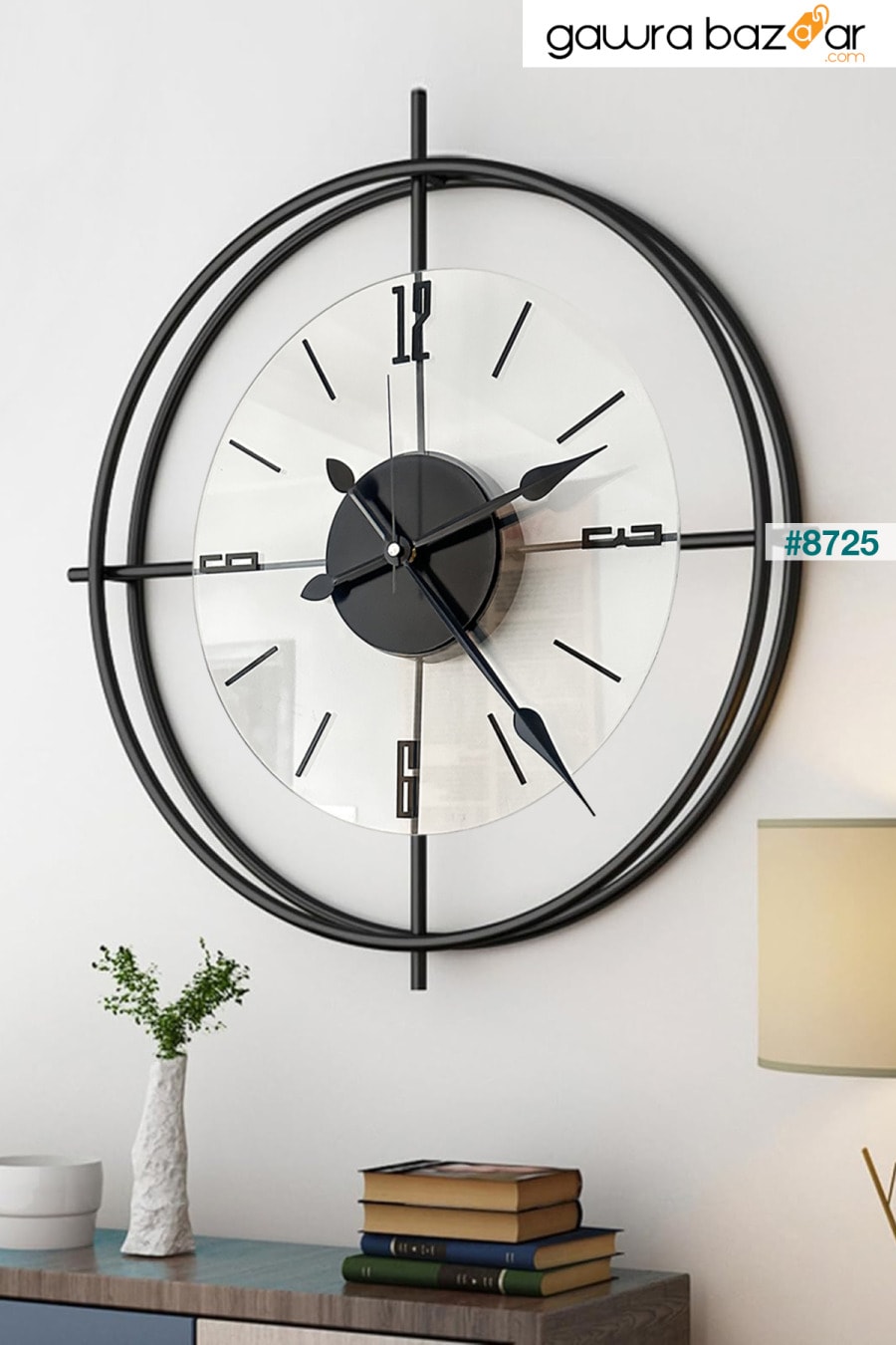 ساعة حائط حديثة من الزجاج الشفاف الأسود الفاخر إسكندنافي مقاس 60 سم AGA KONSEPT 0