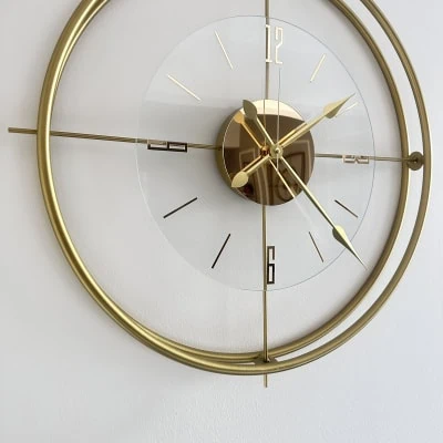 ساعة حائط مودرن جولد ديلوكس زجاج شفاف اسكندنافي 60 سم