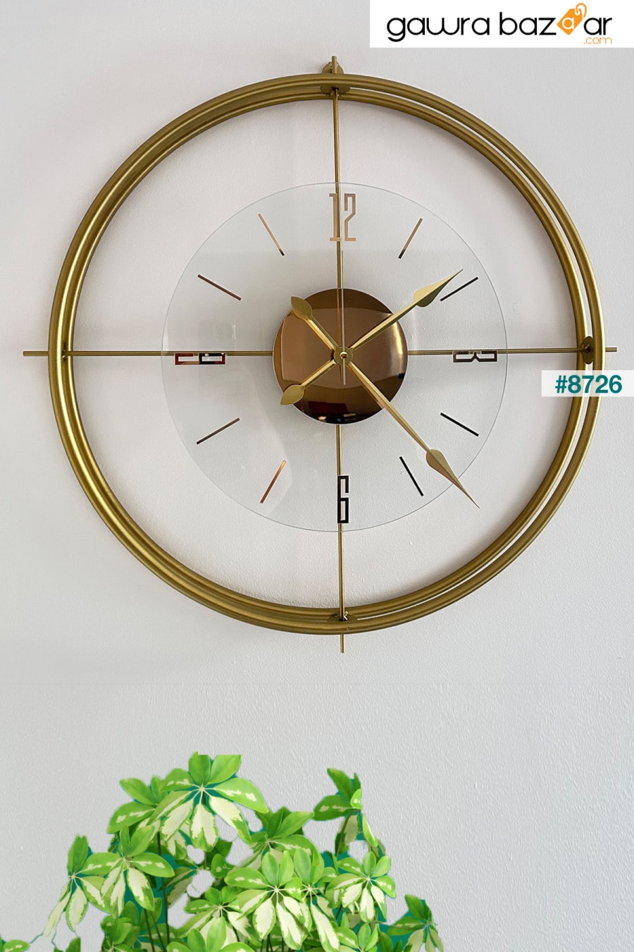 ساعة حائط مودرن جولد ديلوكس زجاج شفاف اسكندنافي 60 سم AGA KONSEPT 0
