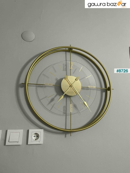 ساعة حائط مودرن جولد ديلوكس زجاج شفاف اسكندنافي 60 سم