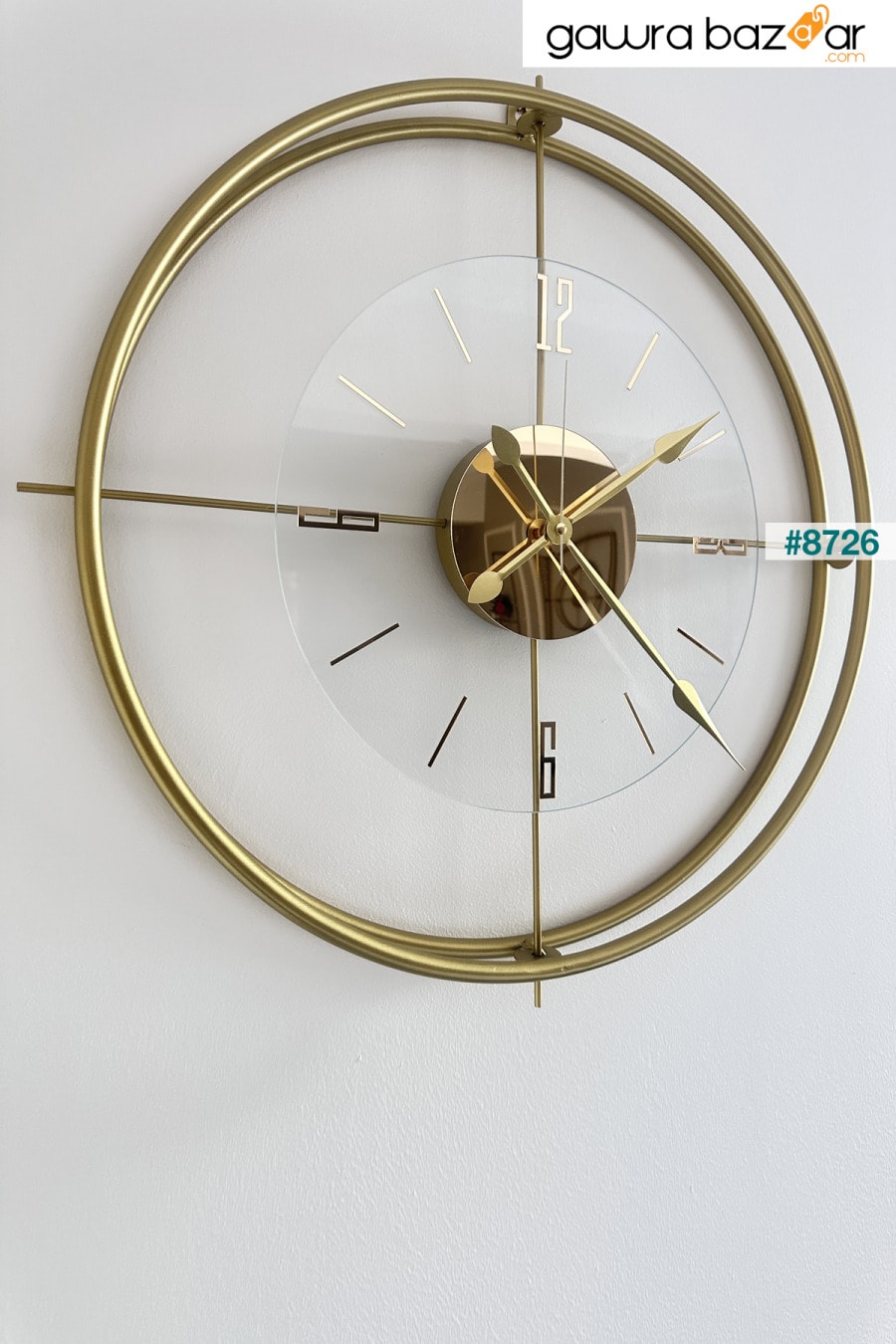 ساعة حائط مودرن جولد ديلوكس زجاج شفاف اسكندنافي 60 سم AGA KONSEPT 1