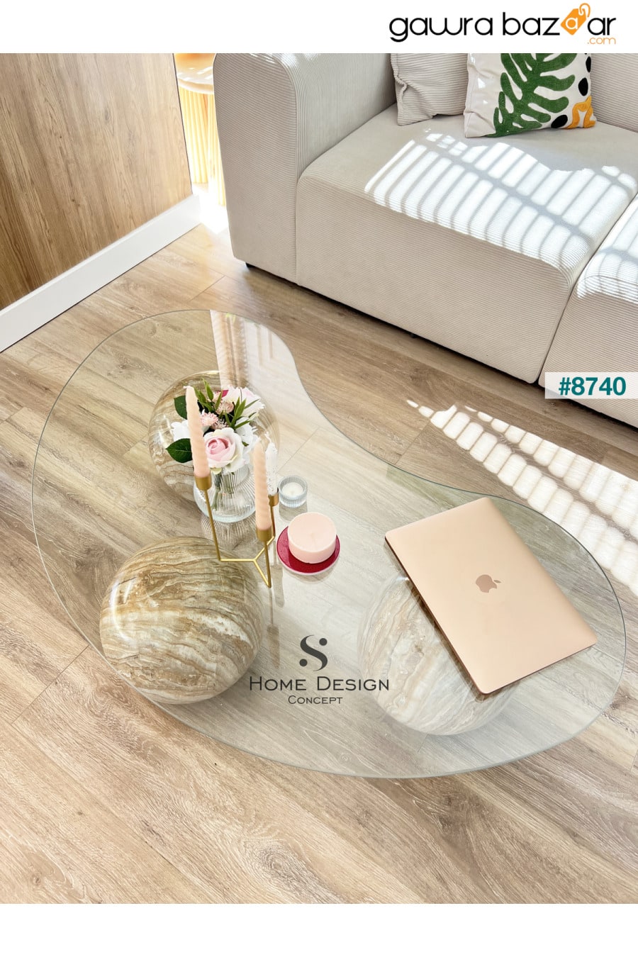 طاولة القهوة سيلين ذات الساق العلوية، الحجر الجيري S Home Design Concept 2