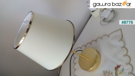مصباح طاولة عاكس الضوء باللون الذهبي من ميرزا مكون من قطعتين - كريمي