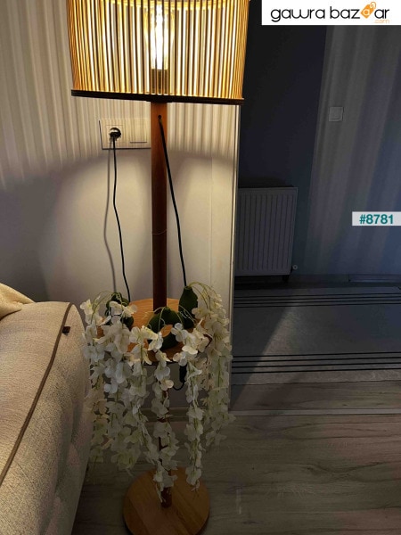مصباح أرضي خشبي من الخيزران من سلسلة ريفية