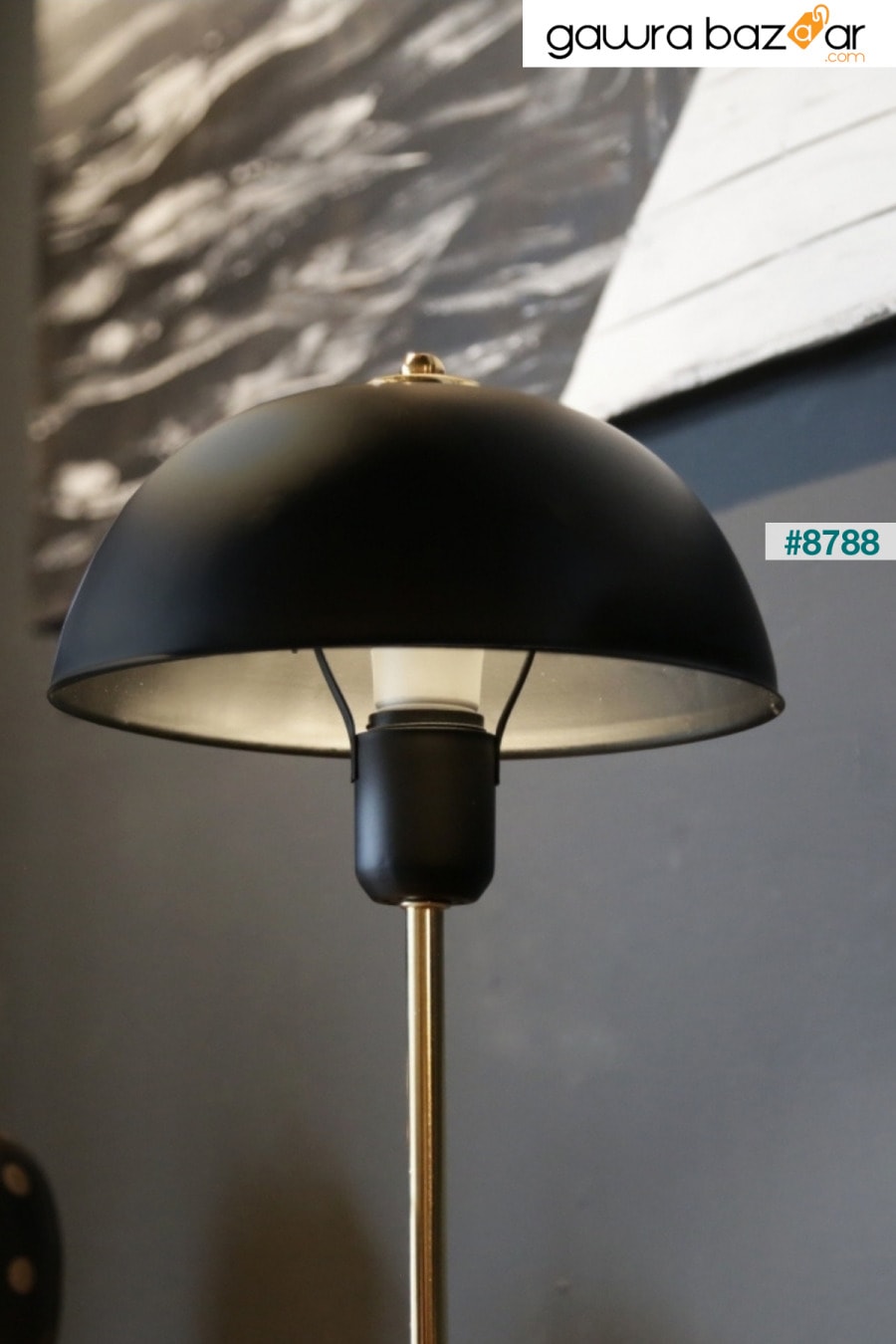عاكس ضوء معدني أسود من نورث هوم مع مصباح طاولة على شكل رأس الفطر لغرفة المعيشة والمكتب والمقهى Art&Gift 1